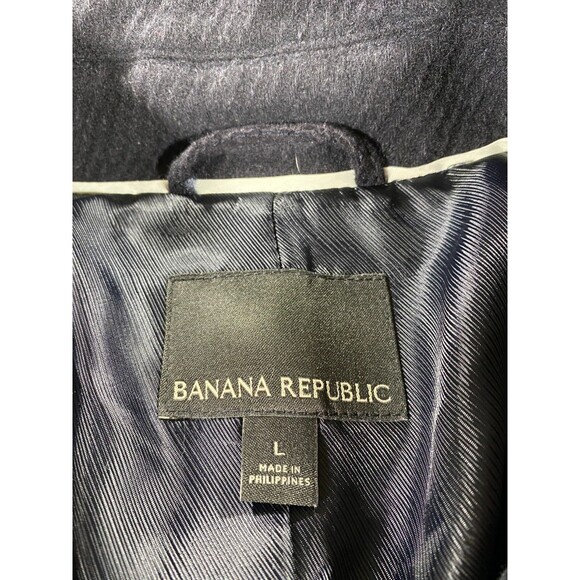 Banana Republic Jacket Womens Large Black Wool Blend Pea Coat Double Breasted - Picture 12 of 12